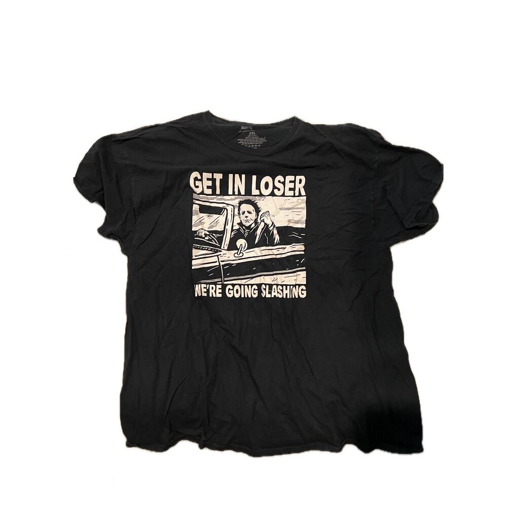 Halloween Get In Were Going Slashing Black T-Shirt Mens 2XL